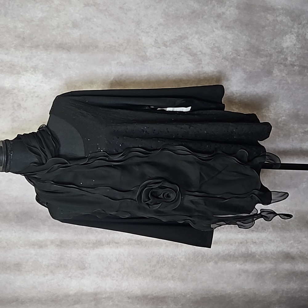 Delicate Black Semi-Sheer Flower Scarf - Picture 7 of 7